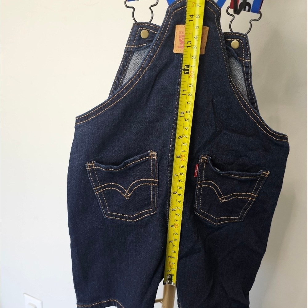 Levi's Baby Denim Shortalls 24M Logo Strap Overalls Dark Wash Cotton‎ 2T - Picture 9 of 15